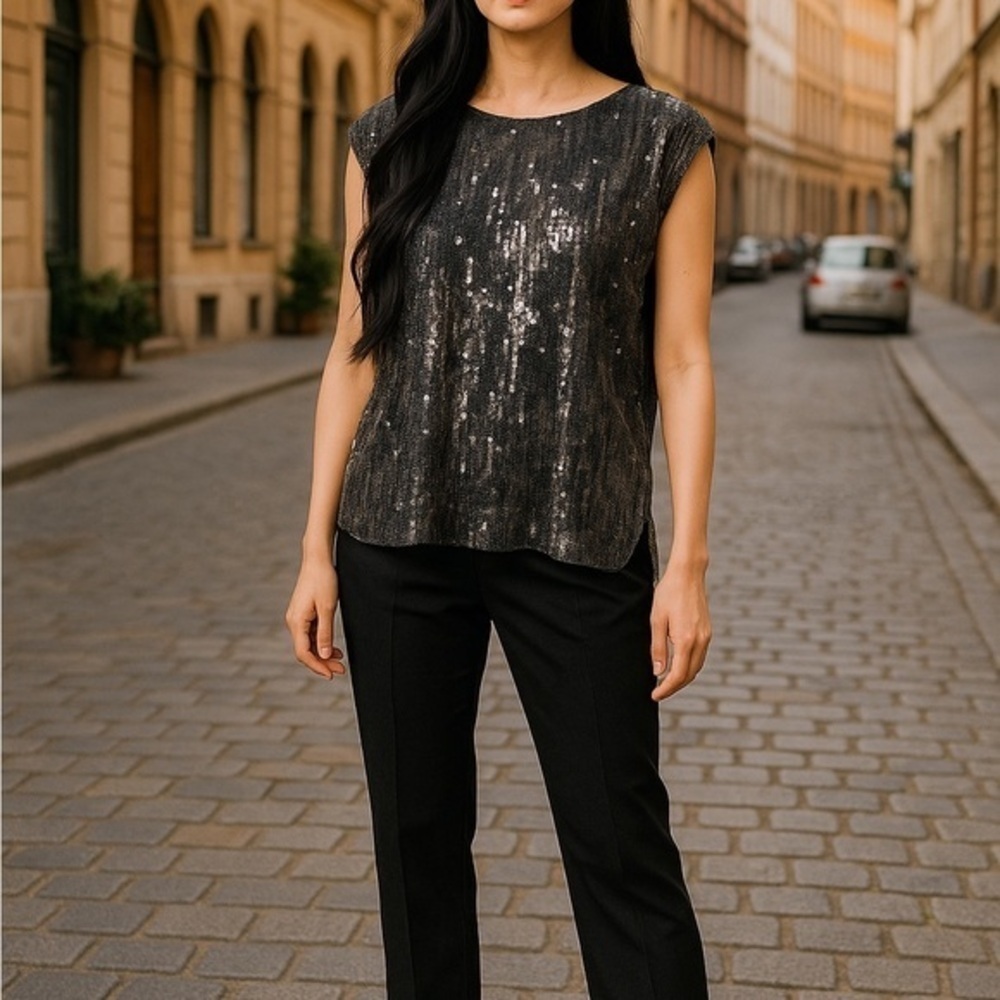 Marc New York Black Sequin Top and Pants